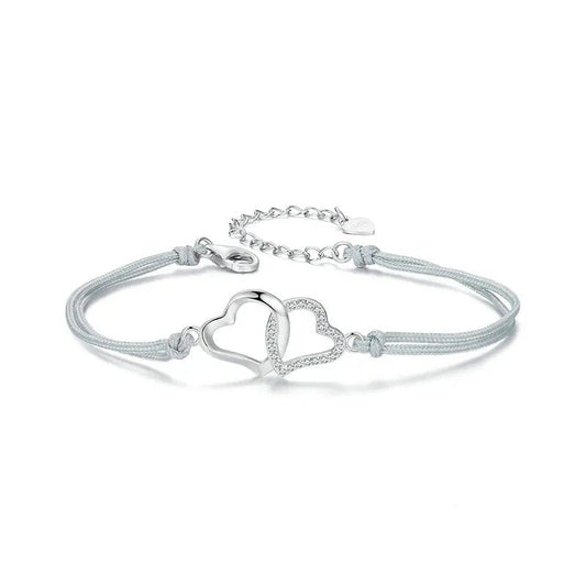 Bracelet délicat en corde grise pour femmes et adolescentes